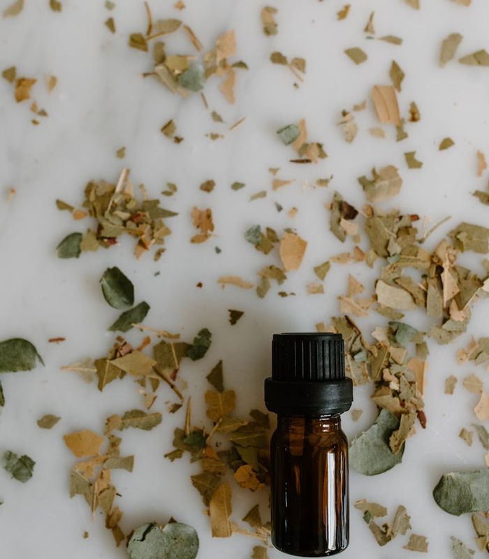 Abstract natural wellness background with herbal elements